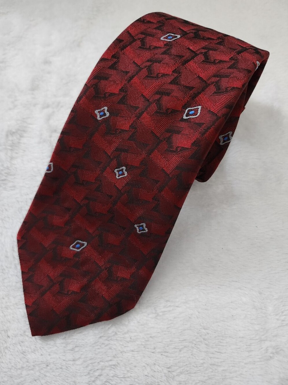 Vintage Yves Saint Laurent Red Abstract Graphic‎ Tie